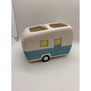 Retro‎ Camper Ceramic Toothbrush Holder RV Bathroom Décor Turquoise Yellow